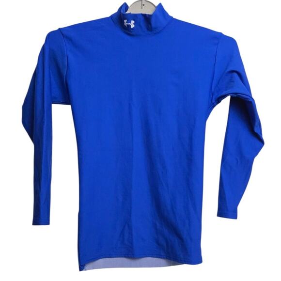Under Armour Men’s Large Blue Long Sleeve Mock Neck Compression Shirt Flaw - Picture 1 of 5